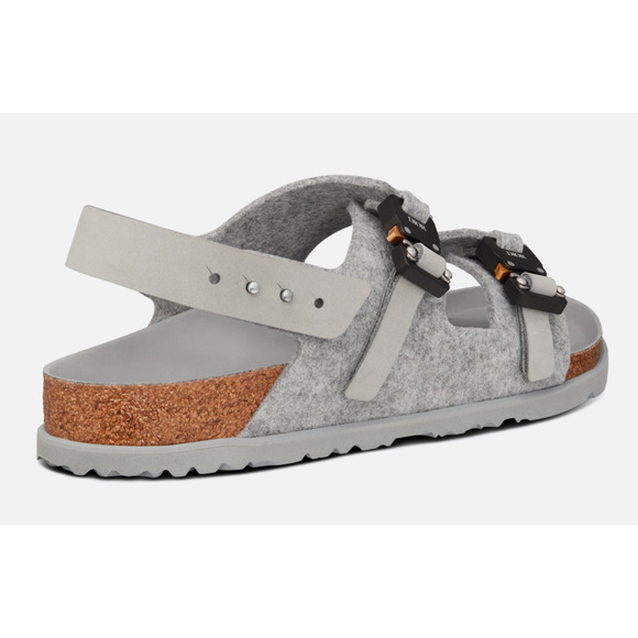 Dior By Birkenstock Milano Sandal Grey Felt Wool Slingback Buckle Flat 44 11 - Picture 8 of 9